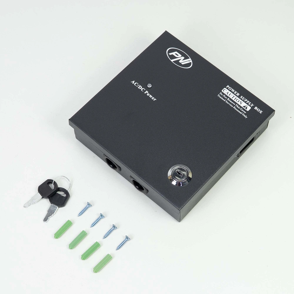 CCTV maitinimo šaltinis PNI STC52 12V, 5A, 60W, 4 išėjimai, metalinėje dėžutėje