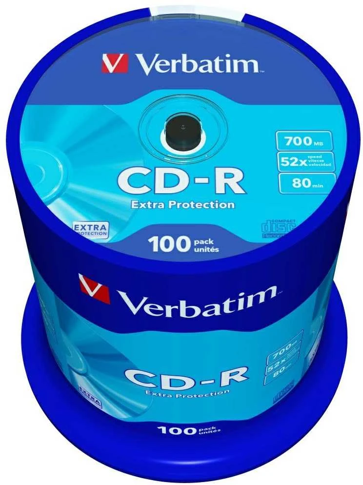 Kompaktinis diskas Verbatim CD-R 52x 700MB Extra protection 100 vnt.