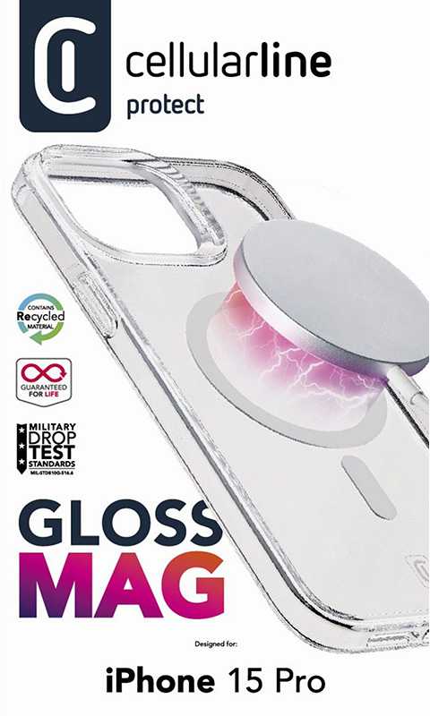 Cellular Line Cellularline Gloss Mag - Apple iPhone 15 Pro MagSafe dėklas Transparent