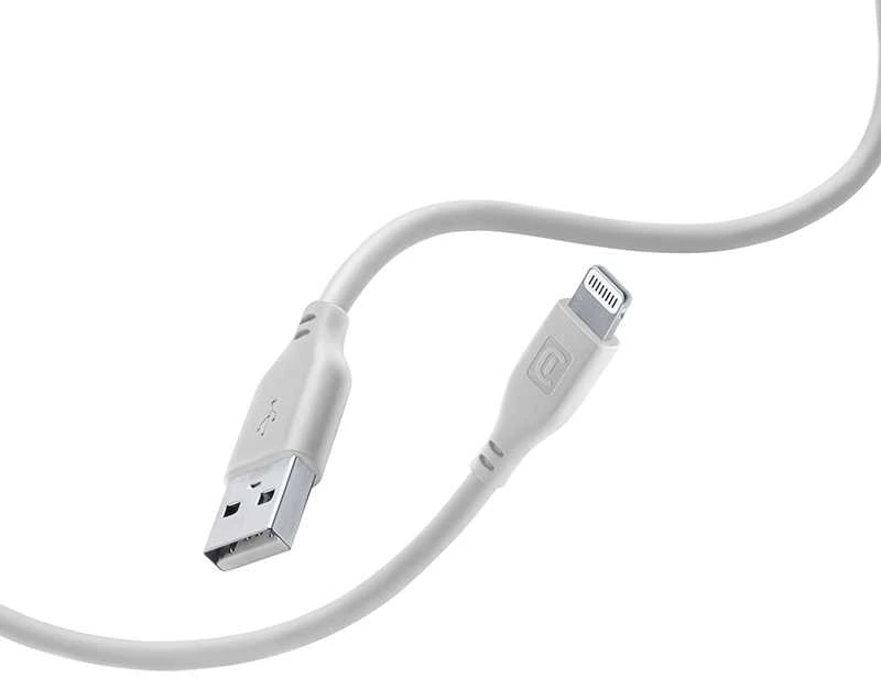 „Cellular Line Cellularline Soft Cable“ – USB-A į „Lightning“ laidas, sertifikuotas MFi, 1,2 m, pilkas