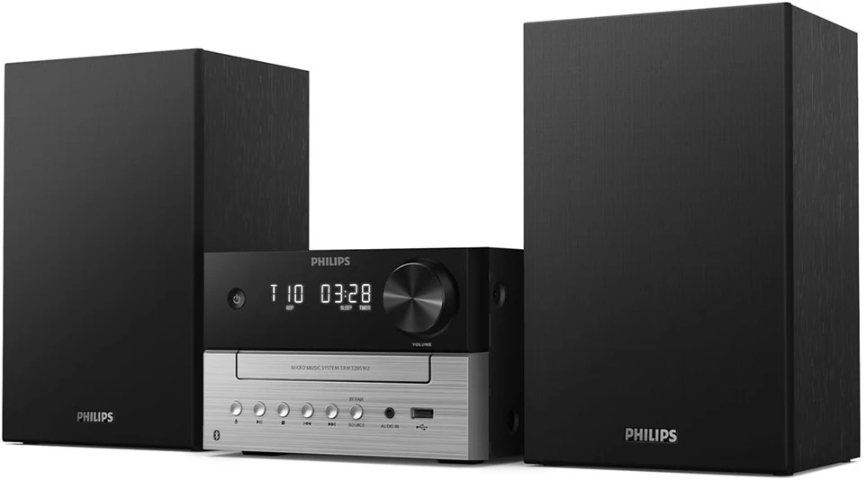 Muzikinis centras Philips TAM3205M2 garso kolonėlių komplektas namams Namų garso mikro sistema 20 W Juoda, Sidabras