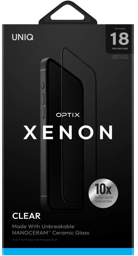 Keraminio stiklo ekrano apsauga UNIQ Optix Xenon Nanoceram, skirta iPhone 18 Pro Max
