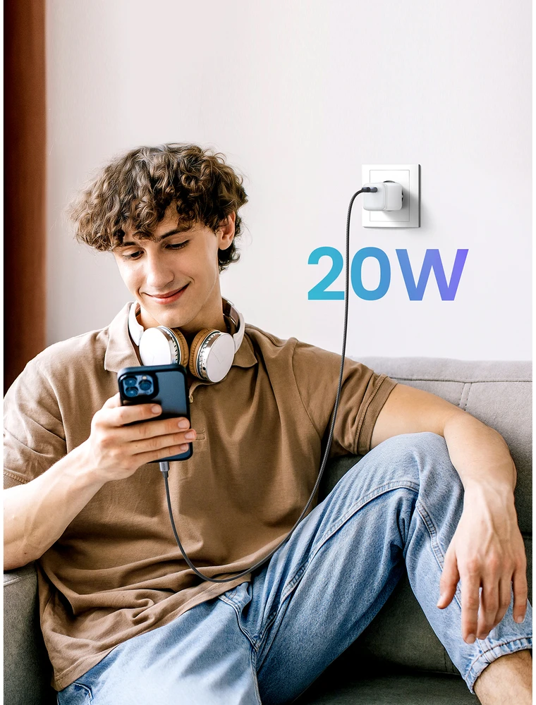 Įkroviklis Ugreen CD318 Nexode mini, GaN, USB-C, 20W, baltas