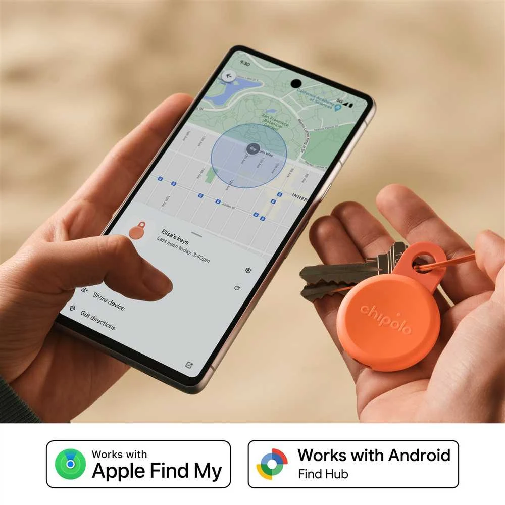 „Chipolo LOOP“ – įkraunamas „Bluetooth“ sekiklis su silikonine kilpa, skirtas „iOS“ ir „Android“, koralų spalvos