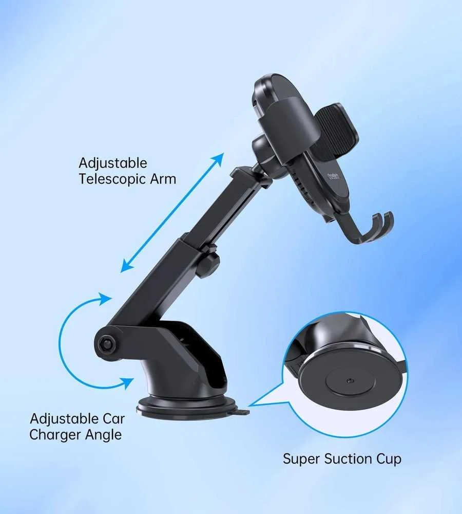 Automobilinis laikiklis-įkroviklis Choetech T203-F 15W Gravity Car Charger Holder juodas
