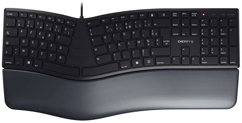 Klaviatūra - Cherry KC 4500 ERGO USB AZERTY Ergonomiška su riešo atrama Juoda