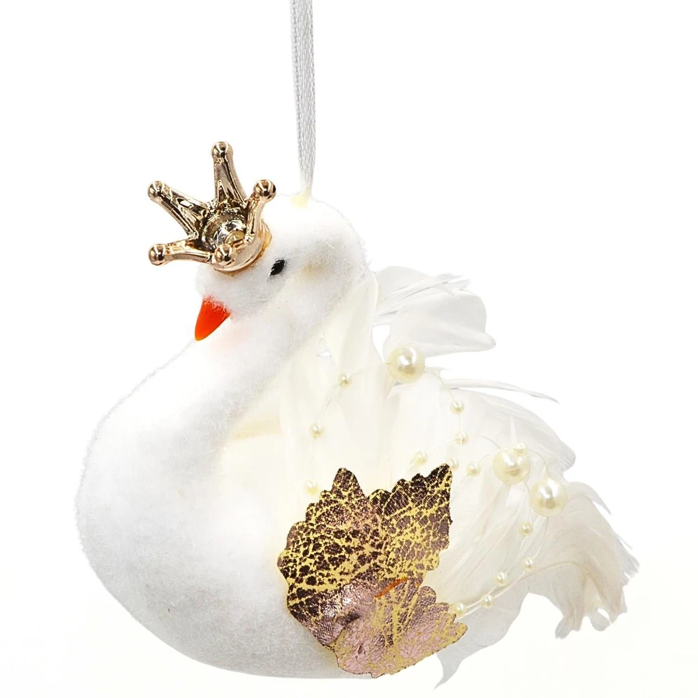 Christmas Decoration kabantis dekoratyvinis gulbės papuošalas 17 cm