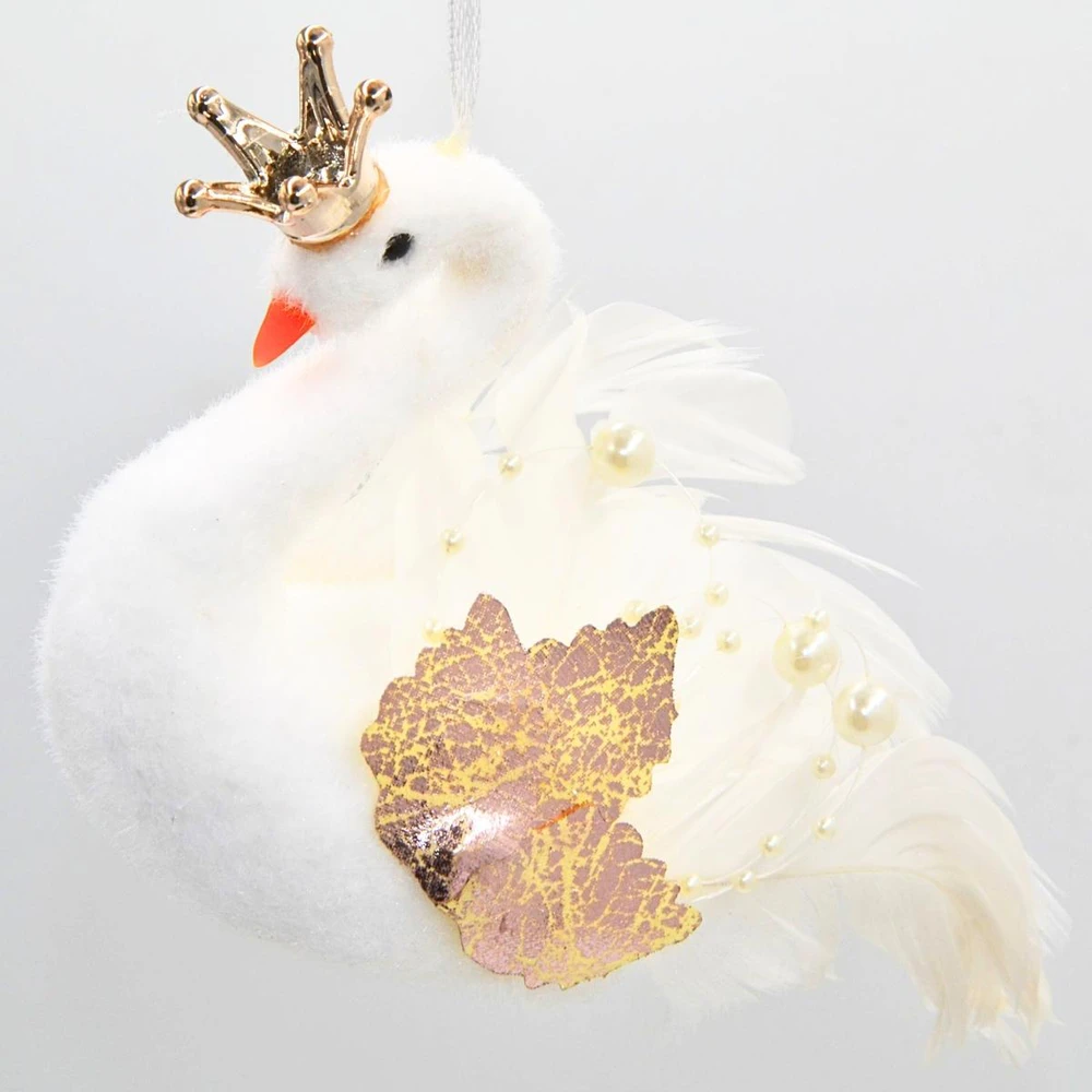 Christmas Decoration kabantis dekoratyvinis gulbės papuošalas 17 cm