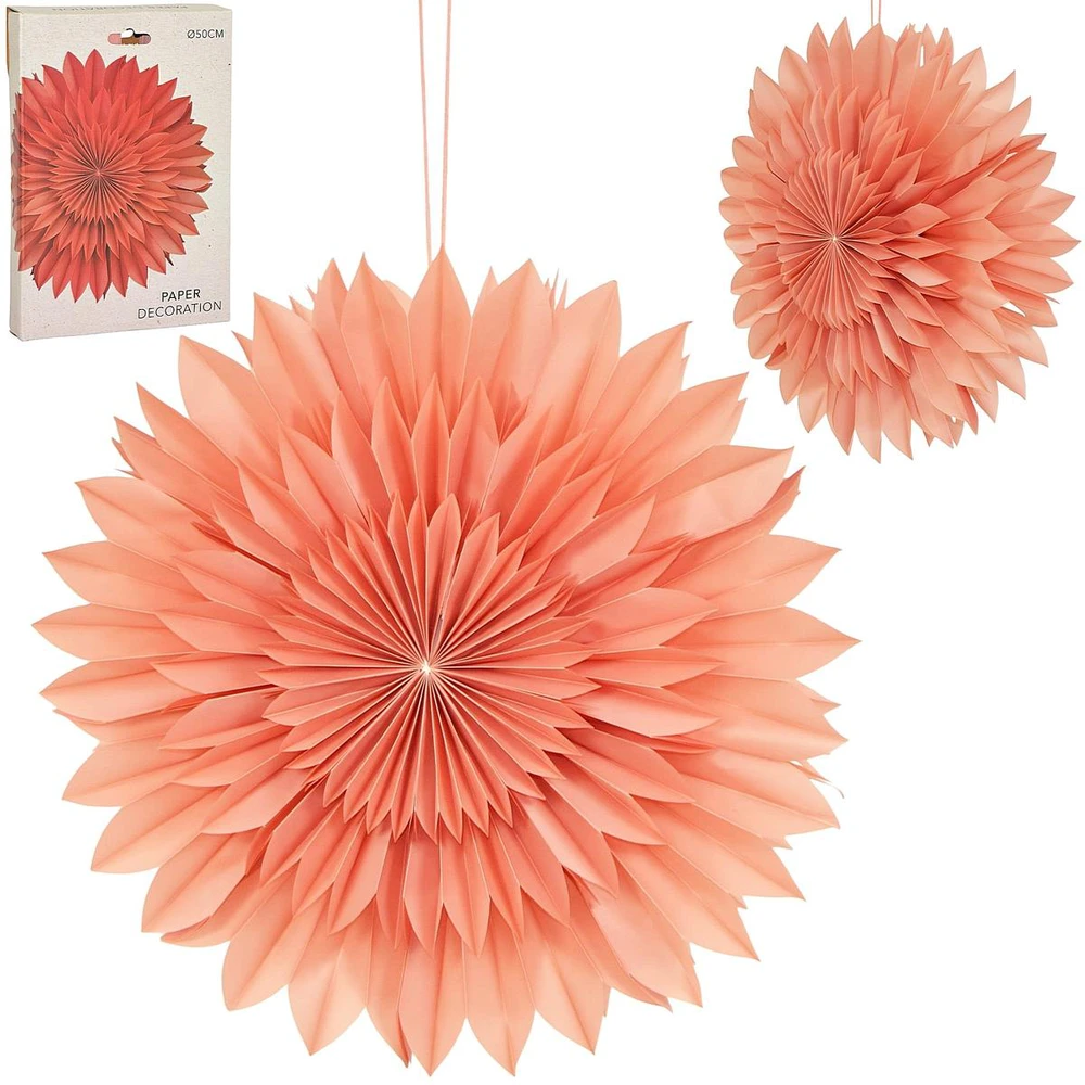 Christmas Decoration kabaneriaus popierinė žvaigždė 3D 50 cm rožinė