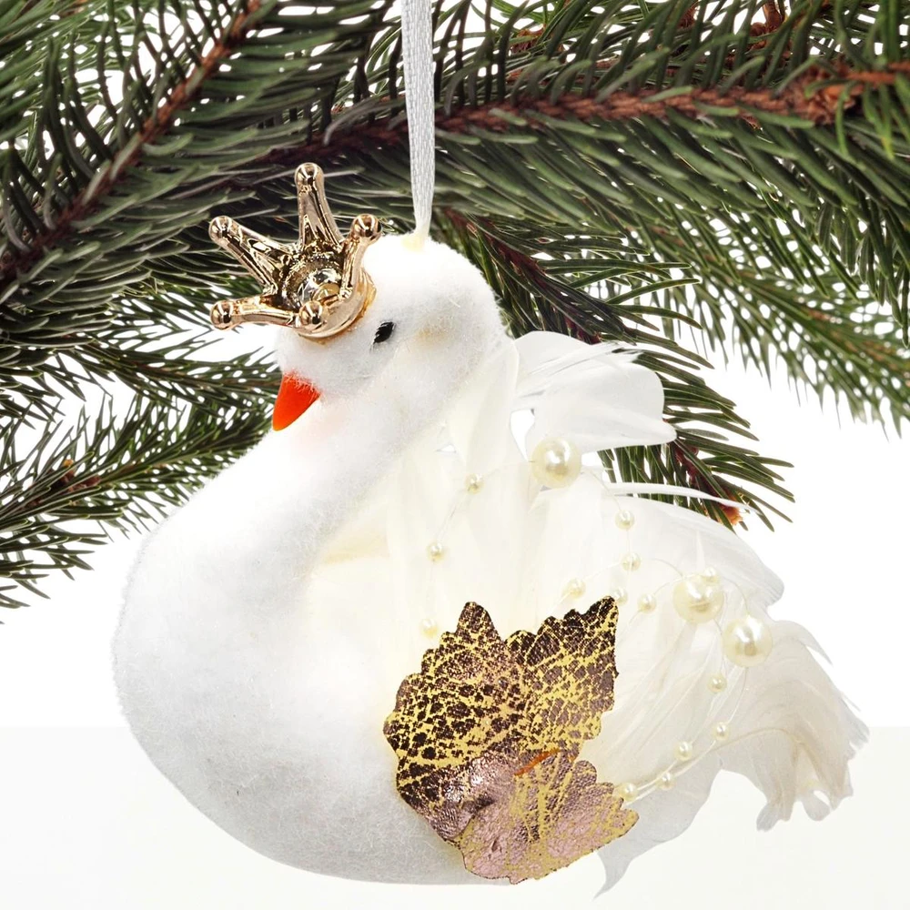 Christmas Decoration kabantis dekoratyvinis gulbės papuošalas 17 cm