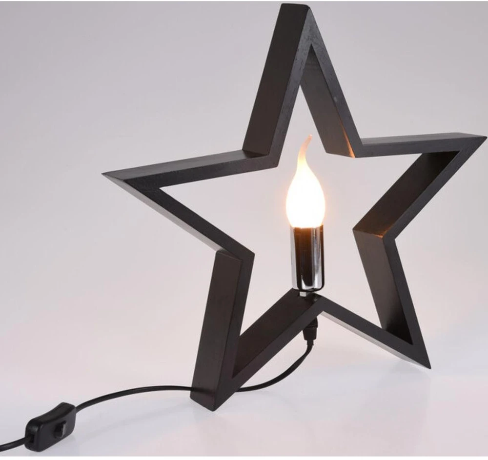 Christmas Decoration Medinis LED šviestuvas žvaigždė 34,5 cm juodas