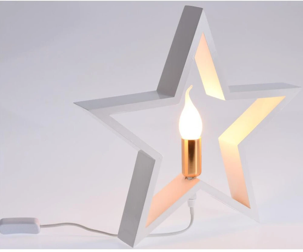 Christmas Decoration Stalinis šviestuvas medinė balta žvaigždė 34,5 cm