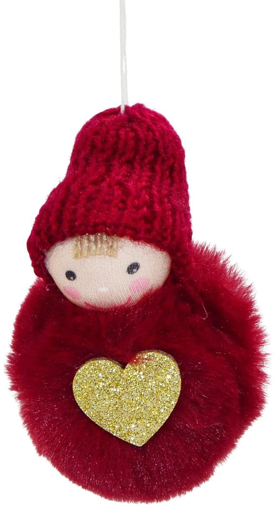 Christmas Decoration Dekoratyvi lėlytė su širdute 8 cm raudona