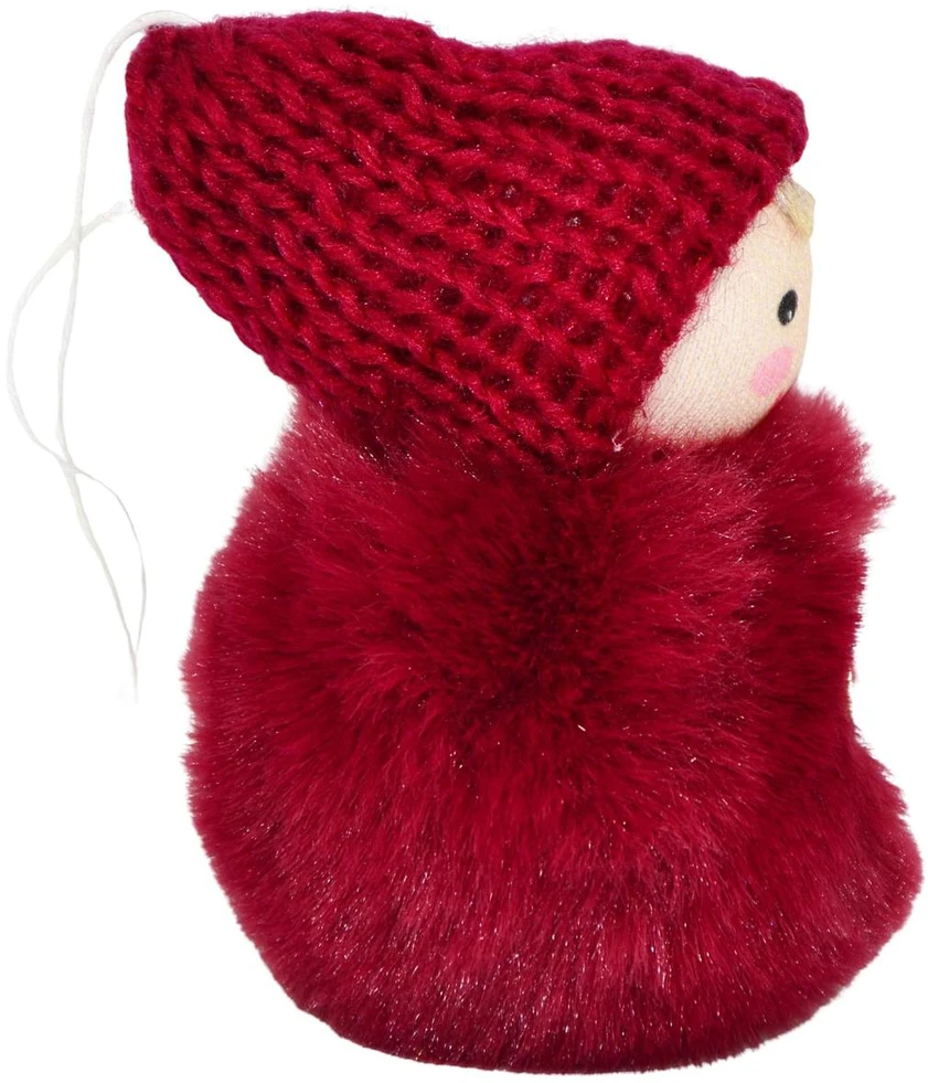 Christmas Decoration Dekoratyvi lėlytė su širdute 8 cm raudona