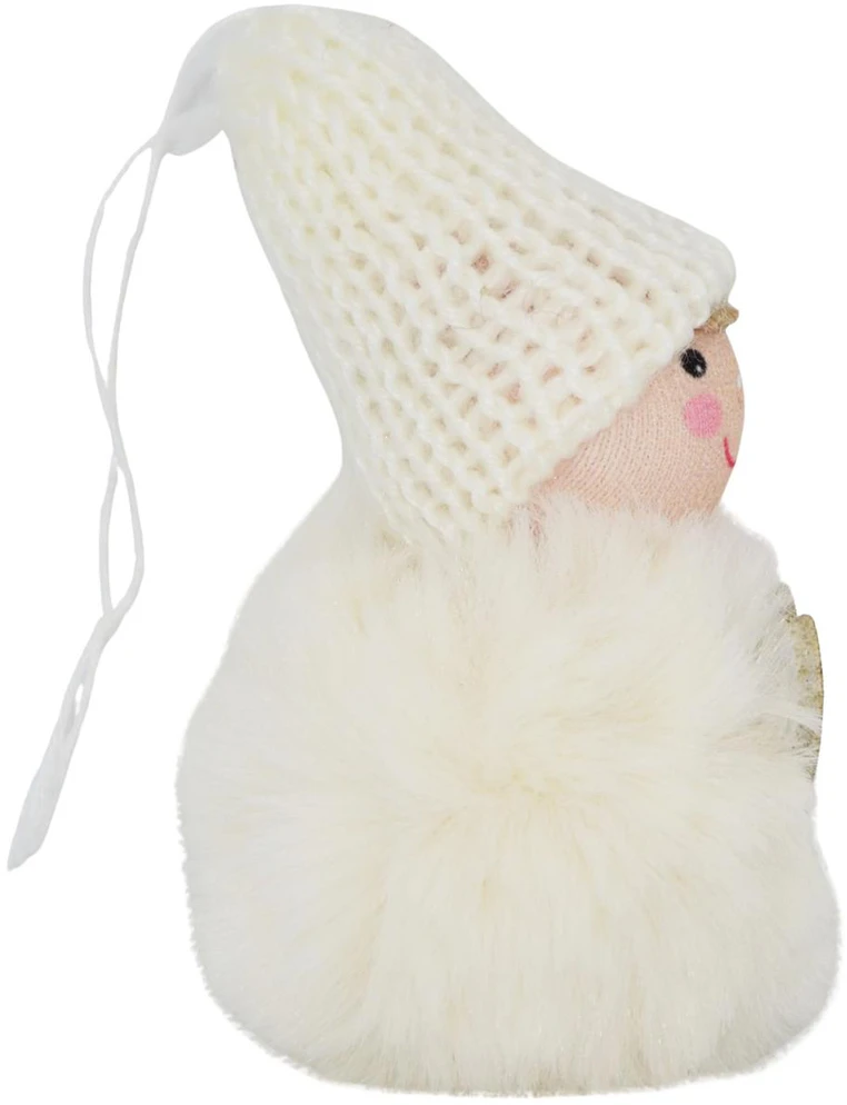 Kalėdinė dekoracija „Lėlė su širdute“, 8 cm, balta