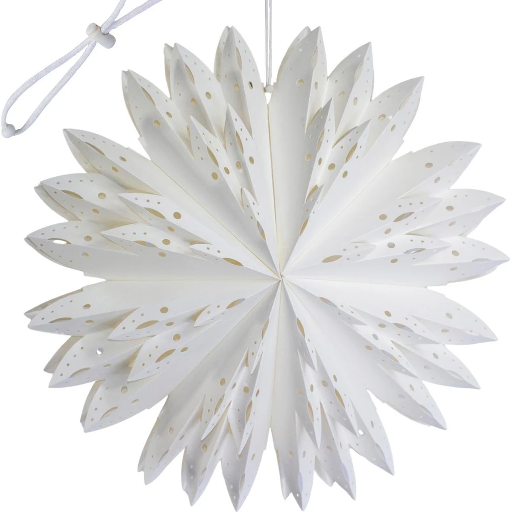Christmas Decoration Kalėdinė dekoracija DEKORATYVINĖ ŽVAIGŽDĖ SNAIGĖ PAKABAMA POPIERINĖ 50CM BALTA 1067940