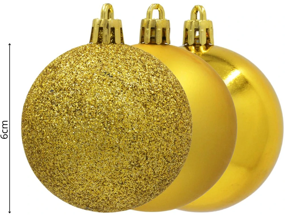 Christmas Decoration Neišardomos Kalėdinės Burbuliukai 12 vnt 6 cm Auksiniai