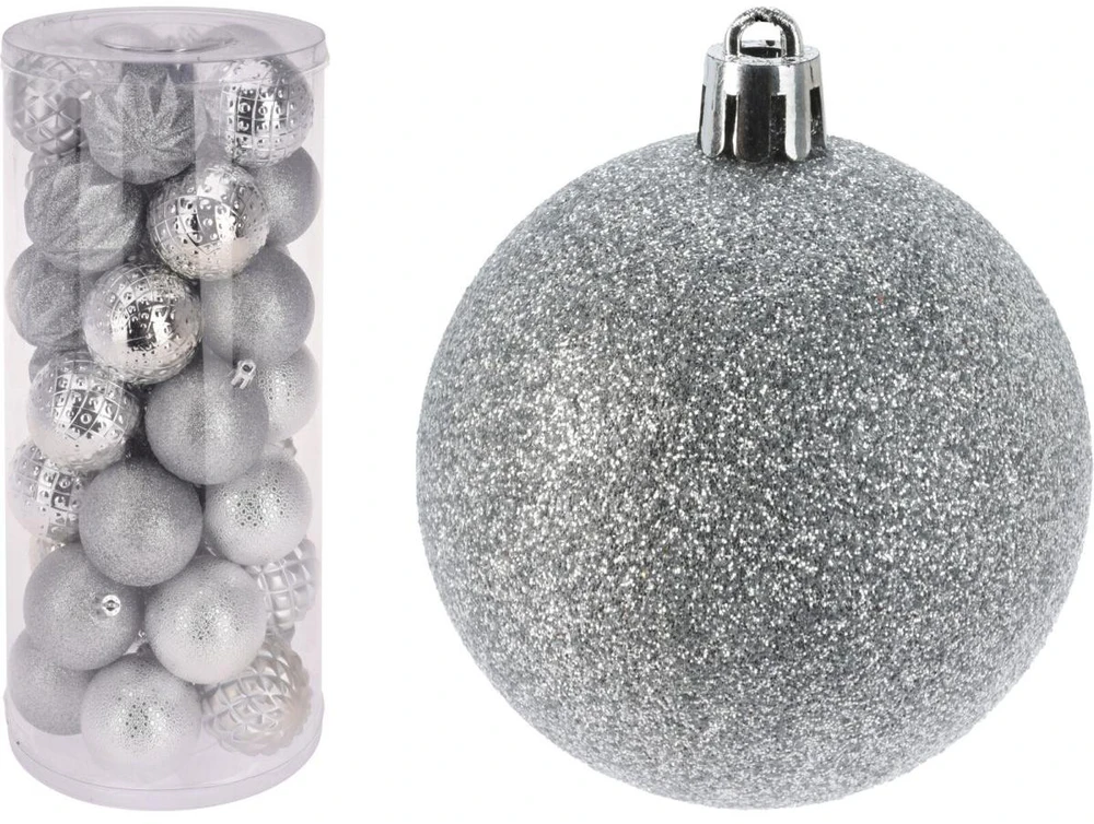 Christmas Decoration Plastikiniai sidabriniai kalėdiniai burbulai 6 cm