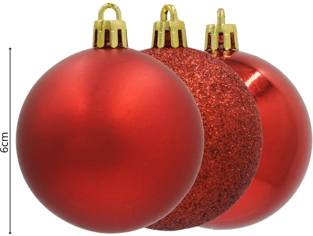 Christmas Decoration Kalėdiniai Žaislai Rinkinys 12 Vnt. Raudoni 6 cm