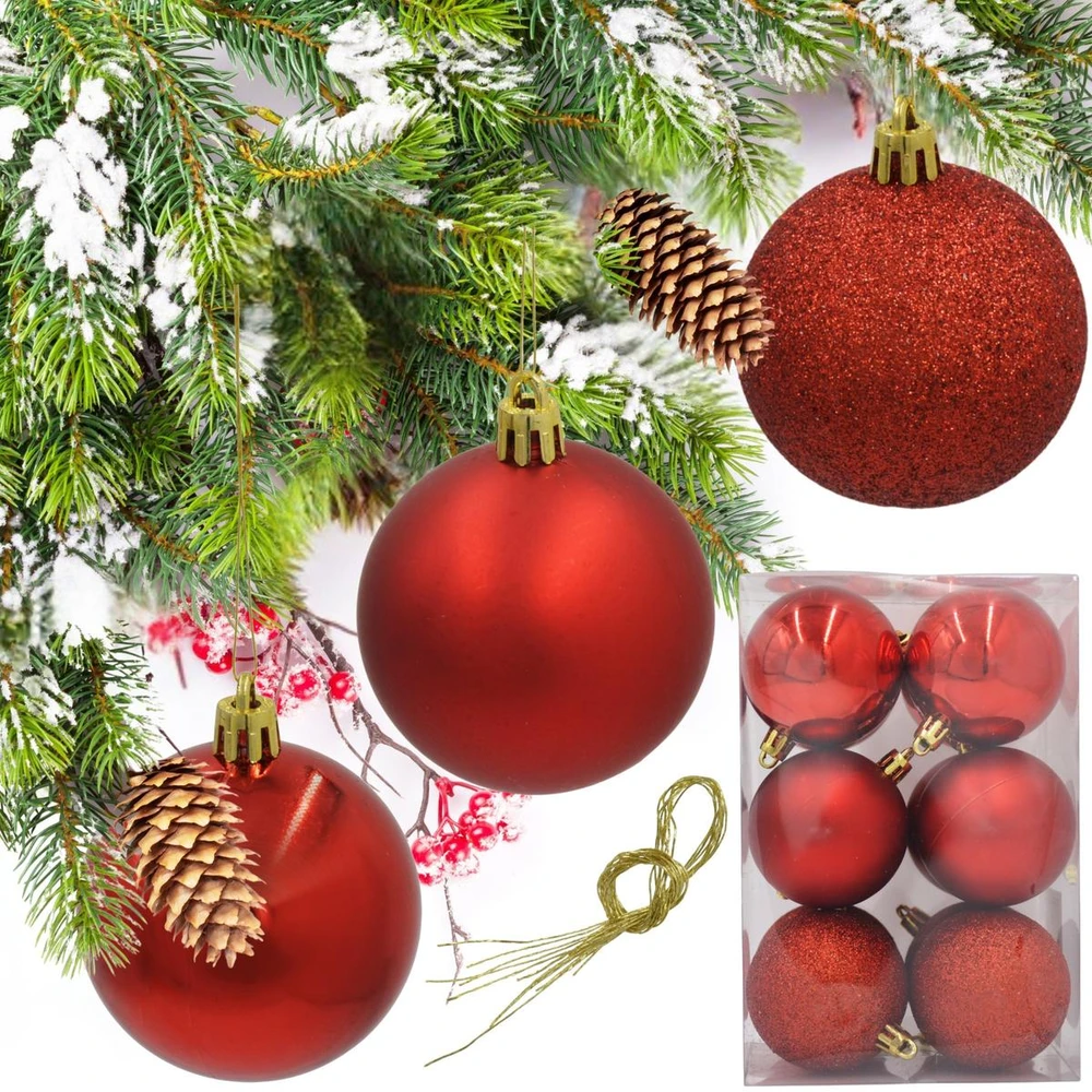 Christmas Decoration Kalėdiniai Žaislai Rinkinys 12 Vnt. Raudoni 6 cm