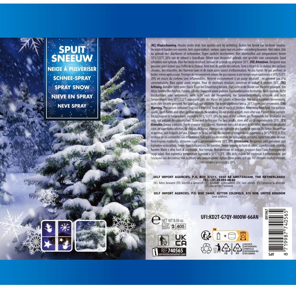 Christmas Decoration DIRBTINIS SNIEGAS PURŠKIAMAS DEKORATYVINIS EGLUTEI LANGAMS 300ML 740565