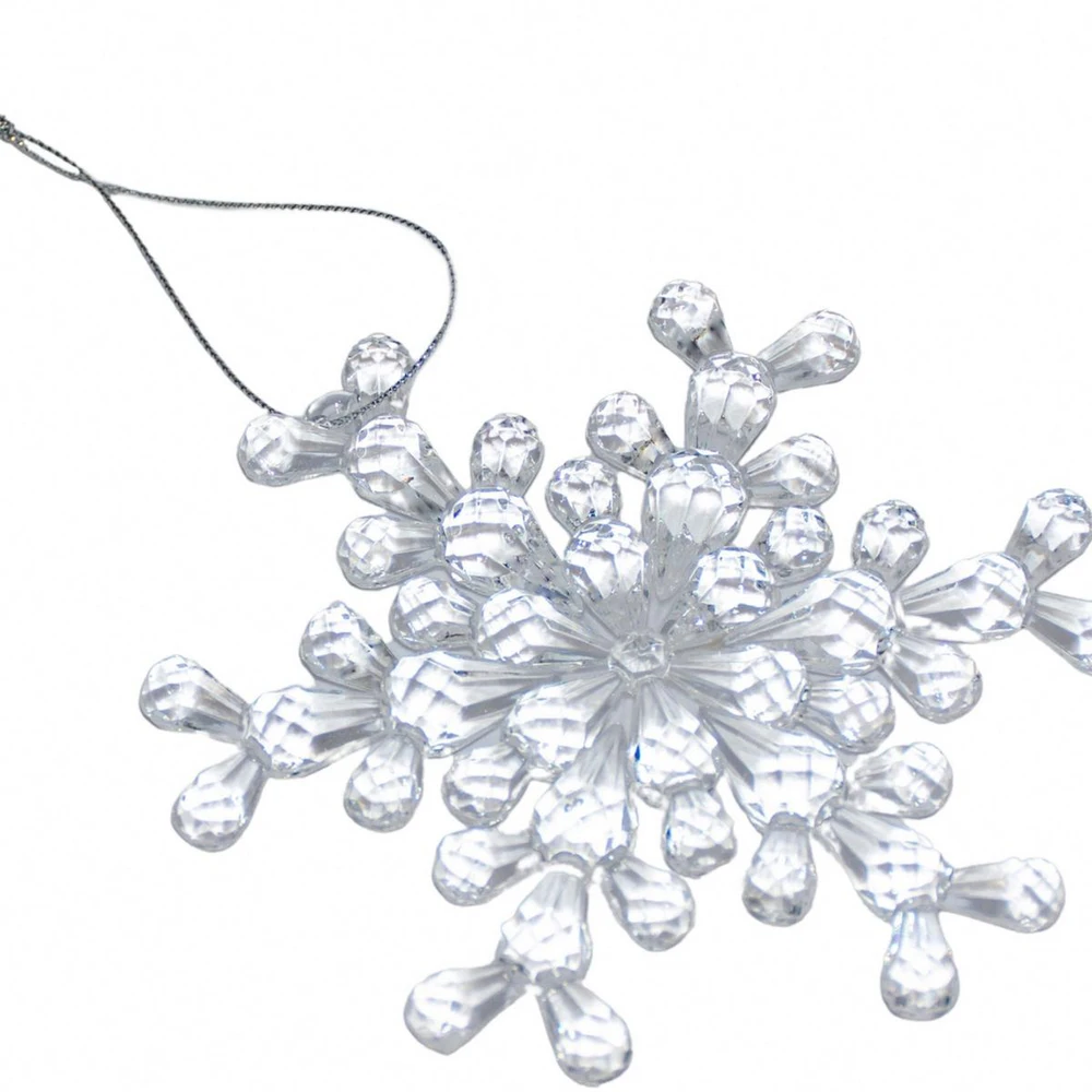 Christmas Decoration pakabinamas akrilo sniego dribsnis 12 cm