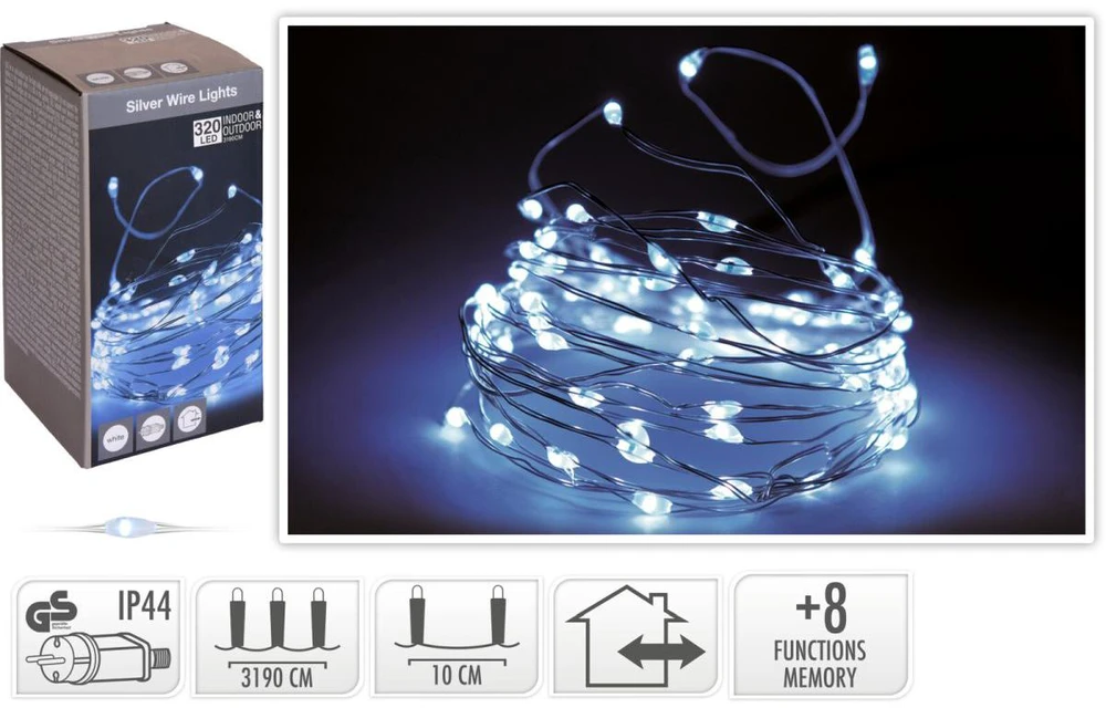 Christmas Decoration LED lempos girlianda 320 šaltai baltos