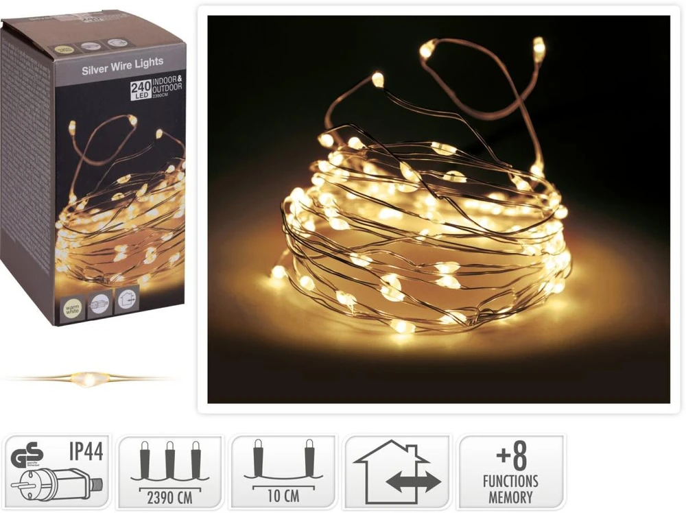 Christmas Decoration LED VIELUČIŲ GIRLIANDA 240 LED ŠILTA BALTA 725500
