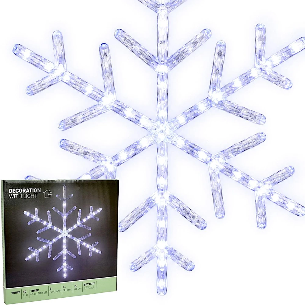 Christmas Decoration Kalėdinė dekoracija SNIEGO LUITAS, šviečianti, kabinama, 40 LED, balta, 1080623
