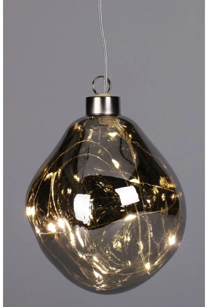 Christmas Decoration stiklinis LED lašo formos papuošalas 10cm