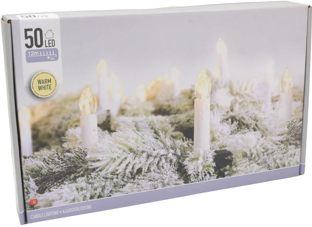 Christmas Gifts KALĖDINĖS LEMPUTĖS GIRLIANDA ŽVAKUTĖS 50 LED ŠILTA BALTA 518423