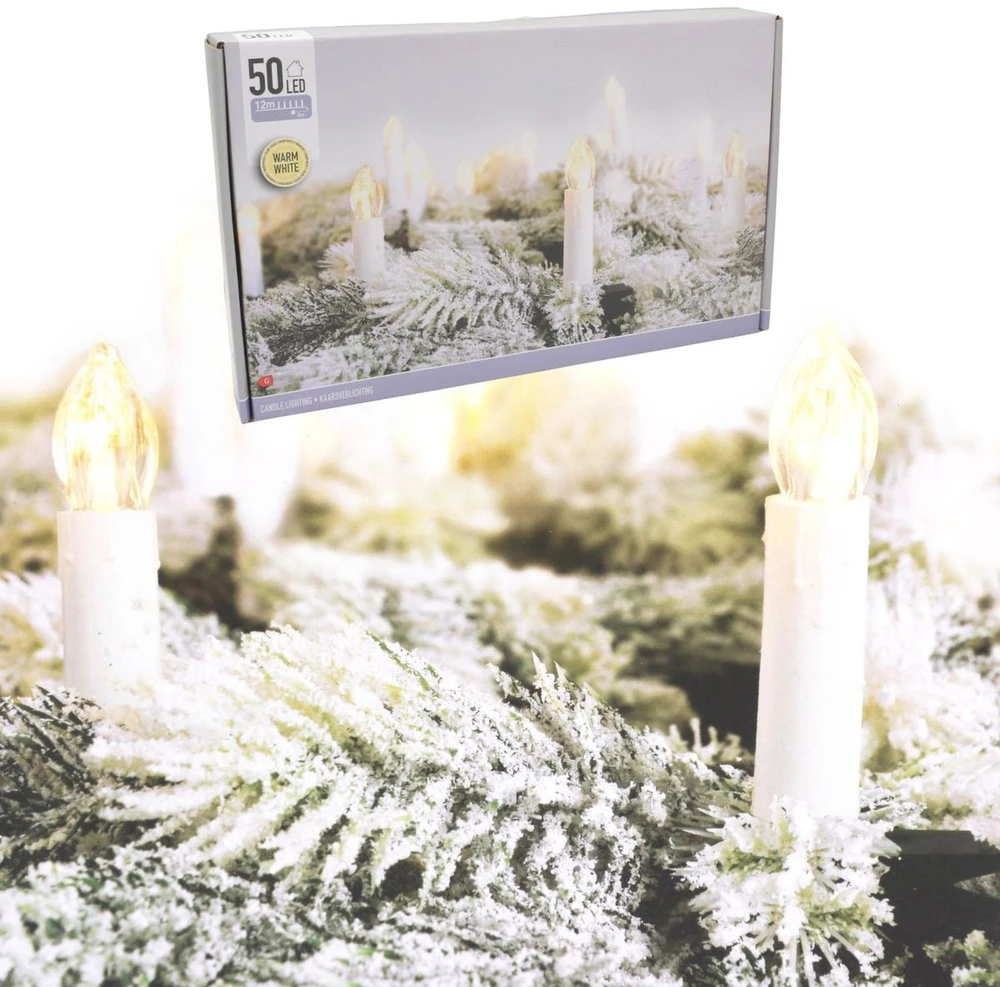 Christmas Gifts KALĖDINĖS LEMPUTĖS GIRLIANDA ŽVAKUTĖS 50 LED ŠILTA BALTA 518423