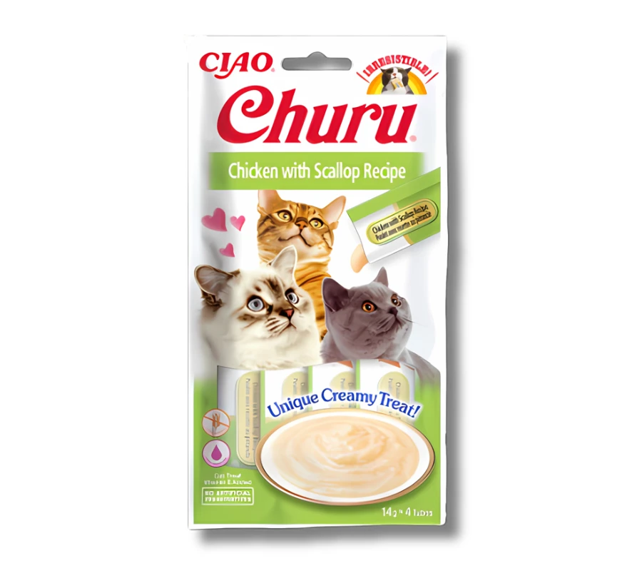 Katės Skanėstai - Inaba Churu Vištiena su Skumbrija 4x14 g