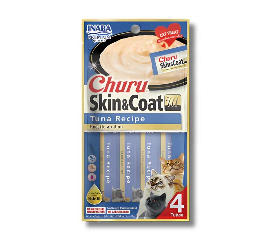 INABA Churu Skin&Coat Tuno receptas - skanėstai katėms - 4x14 g