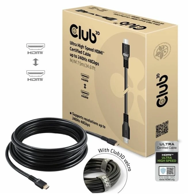Club 3D Club3D HDMI-Kabelis A -> A 2.1 Ultra High Speed 8K60Hz 7,5m mažmeninė prekyba