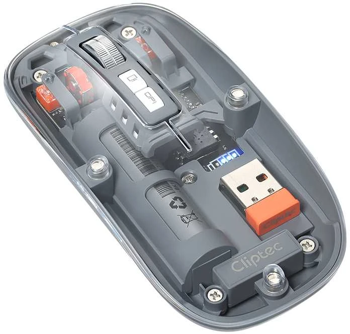 Cliptec pelė kompiuteriui Transparent RZS630 Optinė belaidė 1600DPI