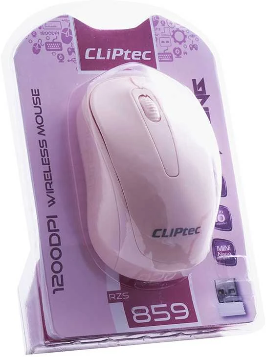 Cliptec pelė kompiuteriui Young RZS859 Optinė belaidė 1200DPI pink