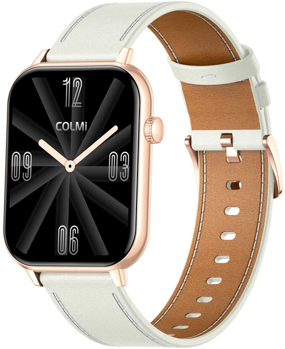 COLMI C28 Išmanusis laikrodis in Gold with a Baltas Leather Strap