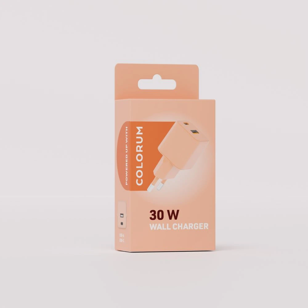 COLORUM sieninis įkroviklis USB-A + USB-C PD 30W CLS30-AC-14 x Peach Fuzz