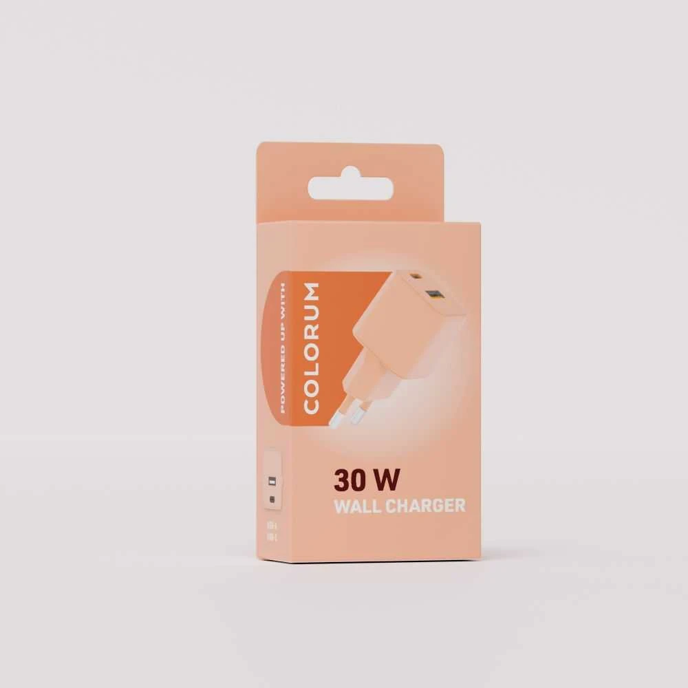COLORUM sieninis įkroviklis USB-A + USB-C PD 30W CLS30-AC-14 x Peach Fuzz