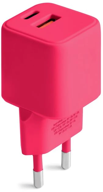 COLORUM sieninis įkroviklis USB-A + USB-C PD 30W CLS30-AC-02 xMagenta