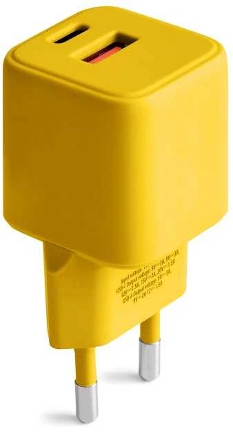 COLORUM laidinis įkroviklis USB-A + USB-C PD 30W CLS30-AC-05 xYellow