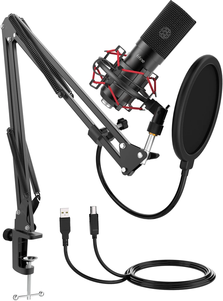 Condenser microphone with tripod Fifine T732 (juodas)