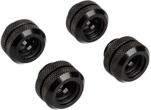 Corsair „Hydro X“ serijos XF kietos linijos jungtis, tiesi G1/4 colio iki 12 mm išorinio skersmens kieto vamzdžio – 4 vnt. pakuotėje, juodas