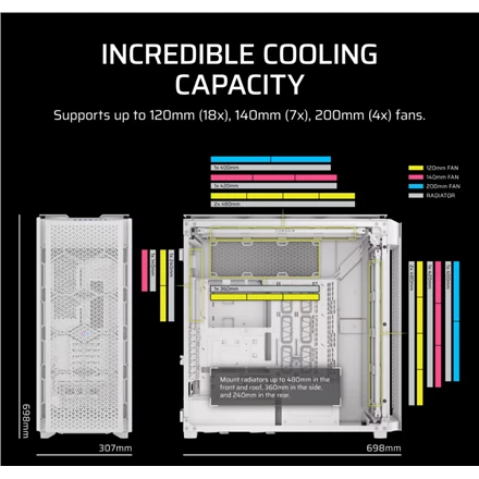 Corsair 9000D RGB AIRFLOW Full Tower Baltas
