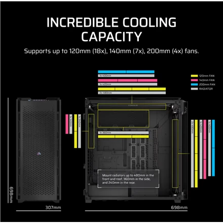 Corsair 9000D RGB AIRFLOW Full Tower Juodas