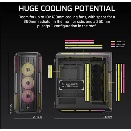 Corsair iCUE LINK 5000T LX RGB Midi Tower Juodas
