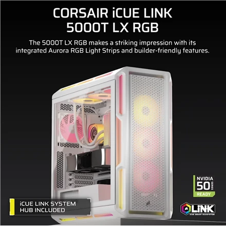 „Corsair iCUE LINK 5000T LX RGB Midi Tower“ Baltas