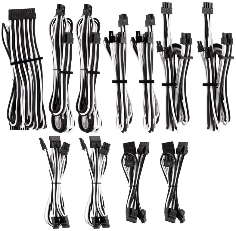 Corsair Premium Pro Sleeved Cable Set (Gen 4) – baltas/juodas