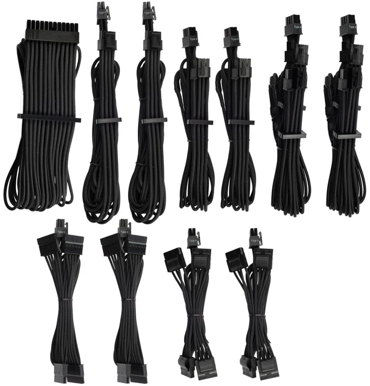 Corsair Premium Pro Sleeved Cable Set (Gen 4) – juodas